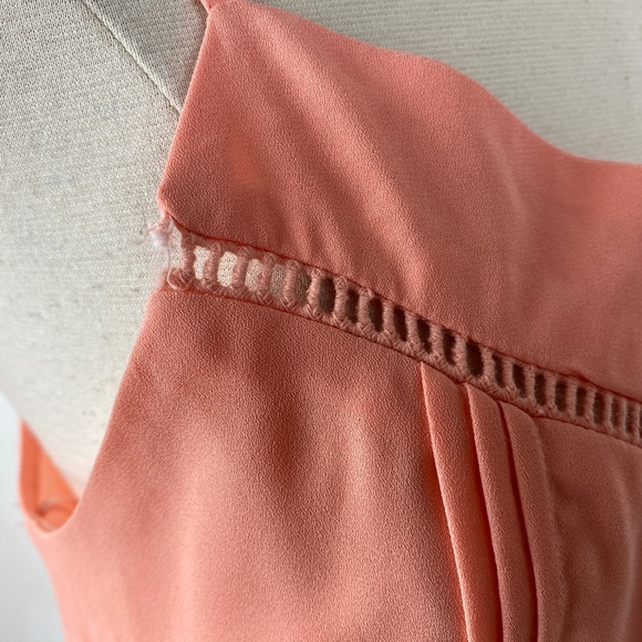 Paper Crane Peach Chiffon Chemise Mini Dress Size Medium Drawstring Waist Zip - Picture 10 of 14